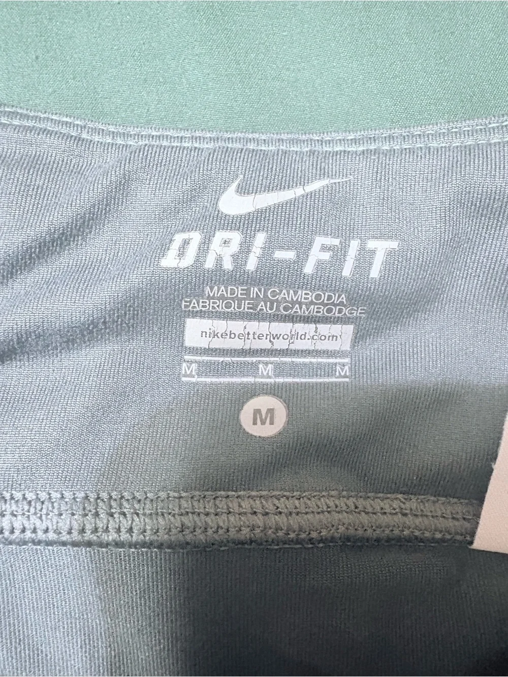 Nike Women's Grey Athletic Spandex Shorts Gray /Light Blue Waistband Dri-Fit